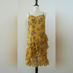 Floral Yellow Ruffle Dress